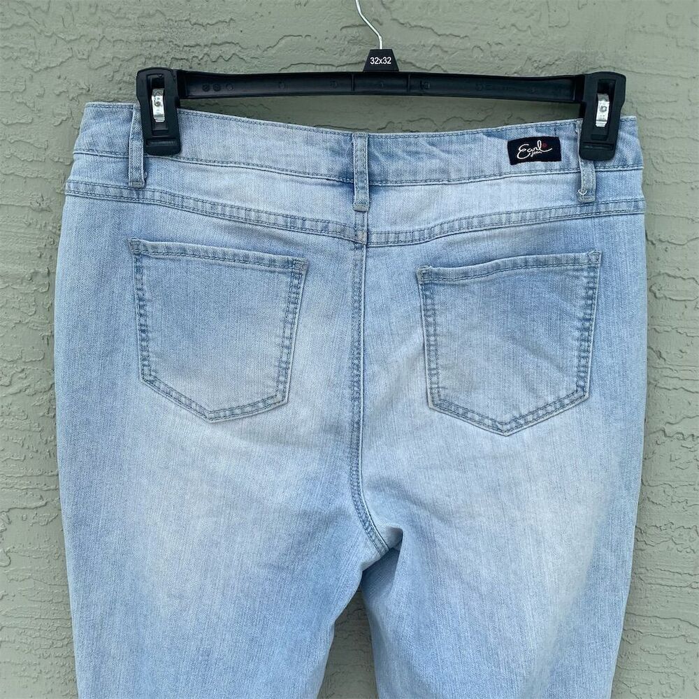 Earl Jean Women's Size 14 Light Wash Denim Capri Jeans Crochet Lace Pockets - Picture 10 of 11